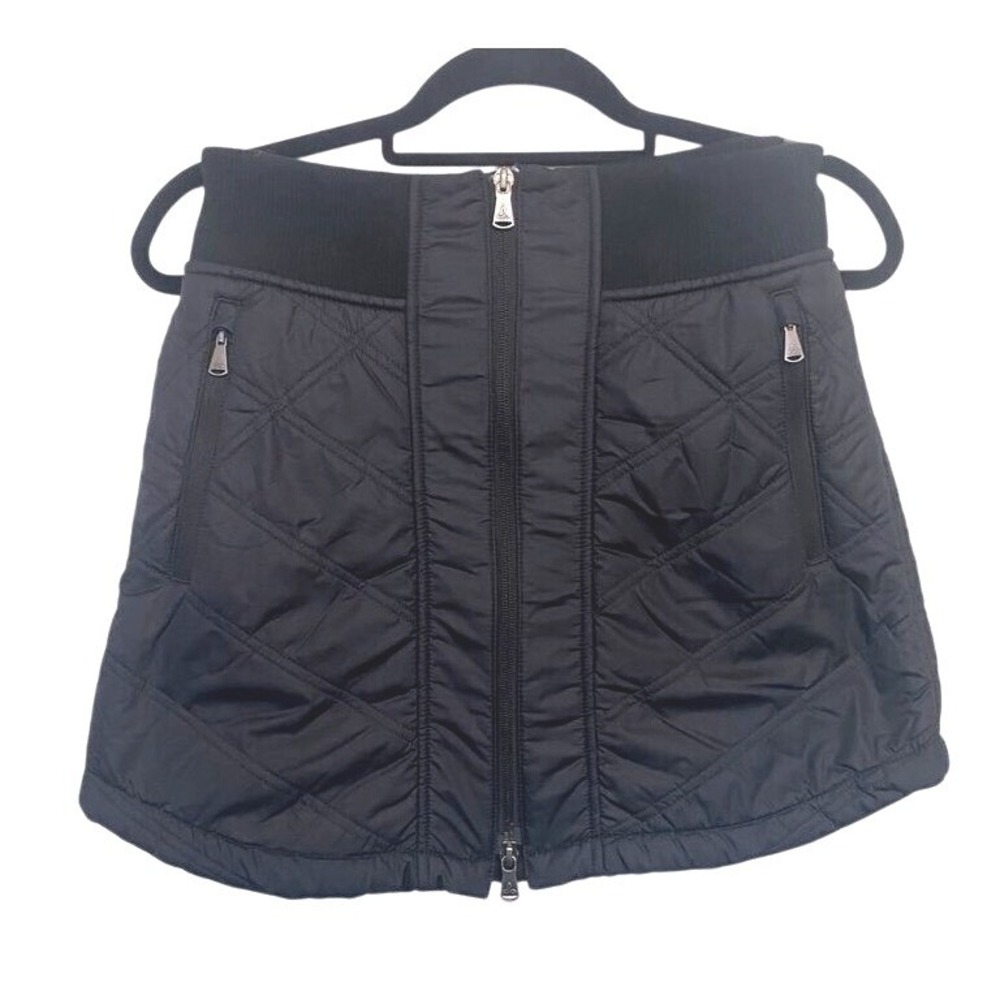 Prana Womens Black Quilted Sherpa Lined Full Zip Mini Skirt XS Insulated Winter